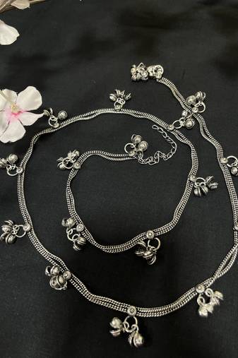 Indian oxidized silver plated ghungroo waistbelt women for weddings adjustable boohoo kamarband