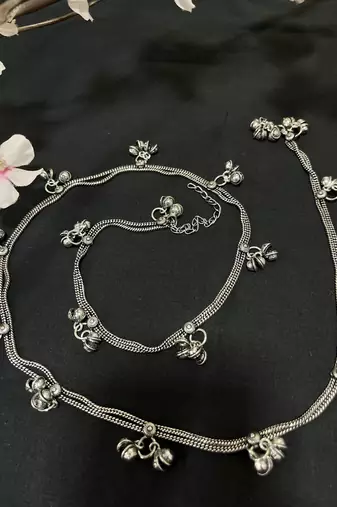 Indian oxidized silver plated ghungroo waistbelt women for weddings adjustable boohoo kamarband