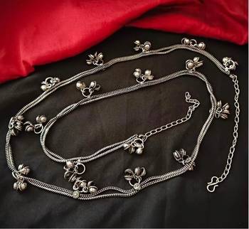 Indian oxidized silver plated ghungroo waistbelt women for weddings adjustable boohoo kamarband 4