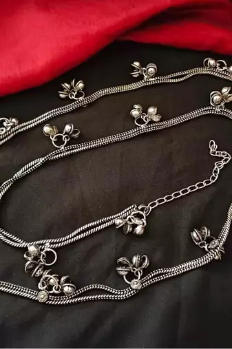 Indian oxidized silver plated ghungroo waistbelt women for weddings adjustable boohoo kamarband