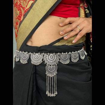 Oxidized silver look alike kamarpatta waistbelt for women elegant & stylish belly chain for wedding 1