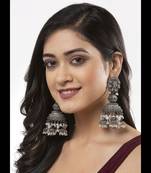 Oxidized long dangler earrings silver plated jhumka jhumki earrings german silver jhumka for women