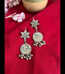 Afghani earrings mirror oxidised drop earrings silver dangler earrings german silver afghani jewelry