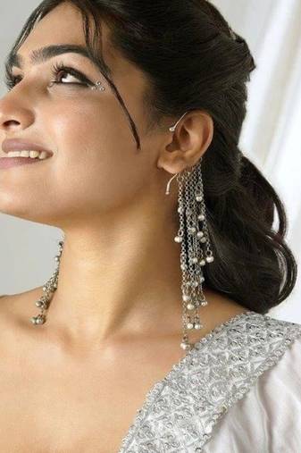 Handmade silver non pierced ghungroo earcuff earrings oxidized indian drop earrings german silver