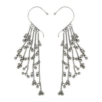 Handmade silver non pierced ghungroo earcuff earrings oxidized indian drop earrings german silver 3