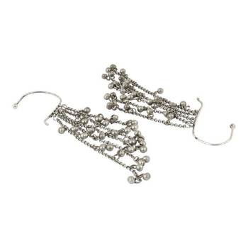 Handmade silver non pierced ghungroo earcuff earrings oxidized indian drop earrings german silver 4