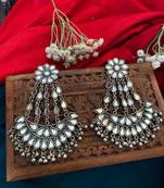 Indian oxidized ghungroo mirror dangler earrings for womenboho jewelry wedding partywear earrings