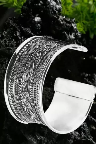 Ghungroo silver plated hand kada oxidized german silver beautiful kada bracelet for women