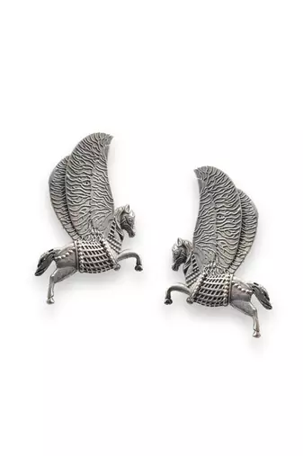 Indian oxidized horse earrings silver plated studs german silver stud jewelry for women earrings