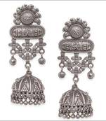 Long german silver earrings jhumki replica pearl drop indian earrings oxidized german silver