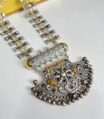 Oxidized indian dual tone long necklace silver gold silver plated oxidized indian jewelry