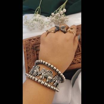 Beautiful silver look alike elephant bracelet original quality indian handmade oxidized bracelet 1