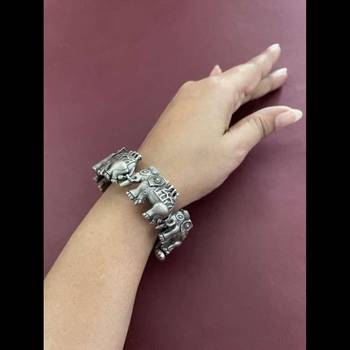 Beautiful silver look alike elephant bracelet original quality indian handmade oxidized bracelet 2
