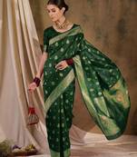 Enchanting green art silk saree with weaving work