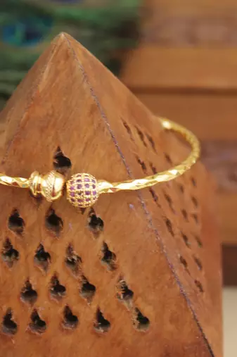Designer gold plated cz  adjustable kada