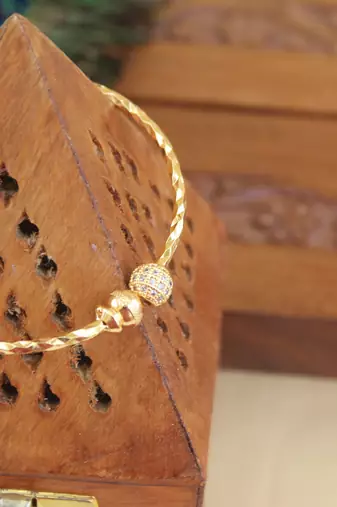 Designer gold plated cz  adjustable kada