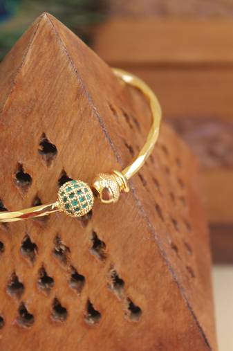 Designer gold plated cz  adjustable kada
