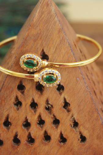 Designer gold plated cz  adjustable kada