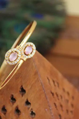 Designer gold plated cz  adjustable kada