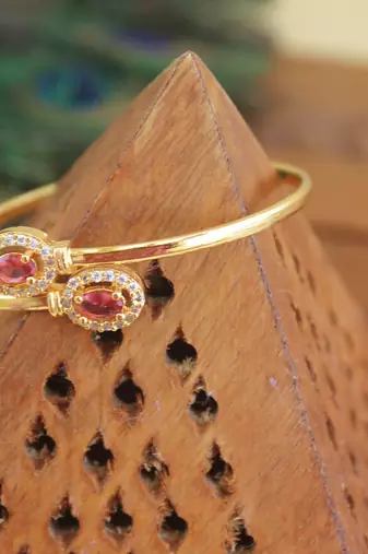 Designer gold plated cz  adjustable kada