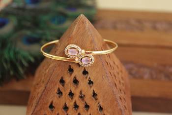 Designer gold plated cz  adjustable kada 1
