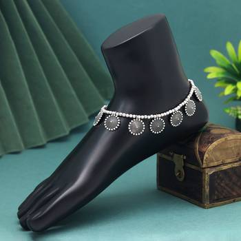 Silver color oxidised anklets 1