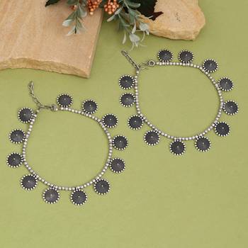 Silver color oxidised anklets 2