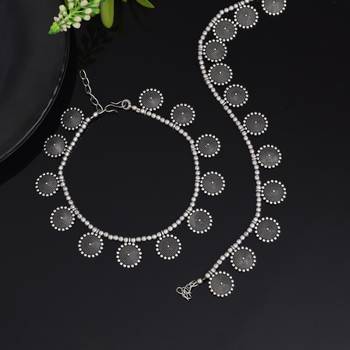 Silver color oxidised anklets 3