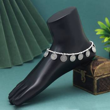 Silver color oxidised anklets 1