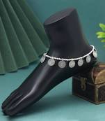 Silver color oxidised anklets
