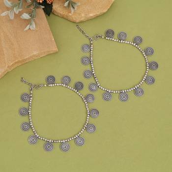 Silver color oxidised anklets 2