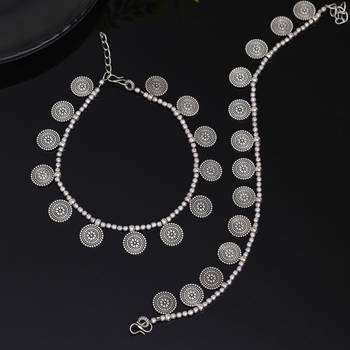 Silver color oxidised anklets 3