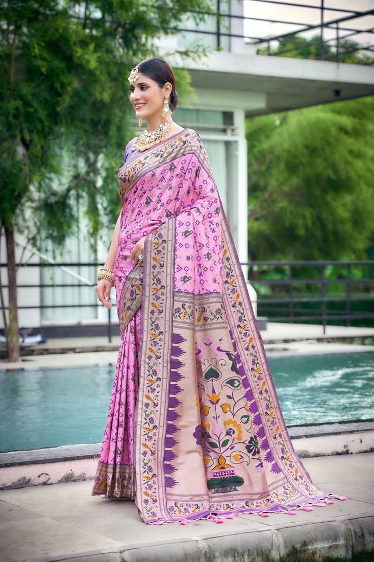 Banarasi Soft Silk Patola Saree Zari Weaves All Over With Paithani Type ...
