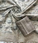 Exclusive Pure Tussar Silk Blend Saree With Embroidered Cutwork Border Saree With Blouse