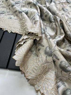 Exclusive Pure Tussar Silk Blend Saree With Embroidered Cutwork Border Saree With Blouse 3