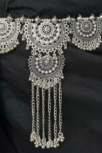 Oxidized silver look alike kamarpatta waistbelt for women elegant & stylish belly chain for wedding