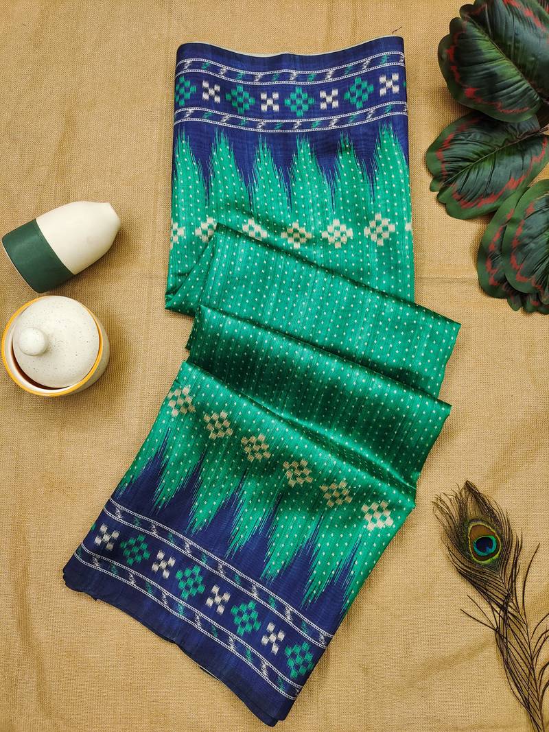 Rama Temple Print style tussar silk Panihari designer saree with Blouse