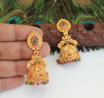 Designer gold plated peacock earrings 1