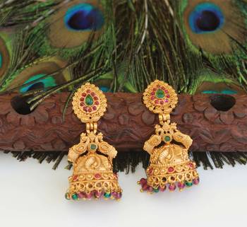 Designer gold plated peacock earrings 2