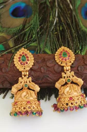 Designer gold plated peacock earrings
