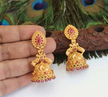 Designer gold plated peacock earrings 1