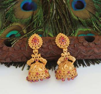Designer gold plated peacock earrings 2