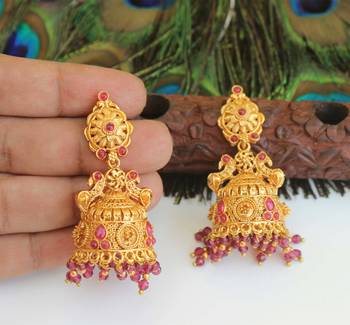Designer gold plated peacock earrings 1