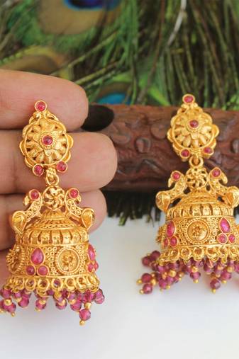 Designer gold plated peacock earrings