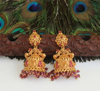 Designer gold plated peacock earrings 3