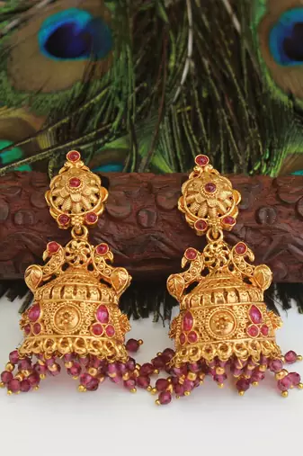 Designer gold plated peacock earrings