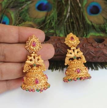 Designer gold plated peacock earrings 1