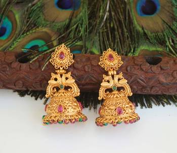 Designer gold plated peacock earrings 2