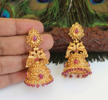 Designer gold plated peacock earrings 1