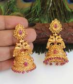 Designer gold plated peacock earrings